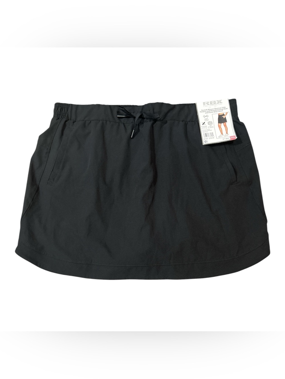 RBX Women's Black Drawstring Athletic Skort with Pockets NWT Sz XXL